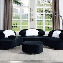 RETRO GLAM MODULAR SOFA SECTIONAL OTTOMAN - SILLON NEGRO