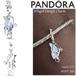 PANDORA Butterfly Winged Dangle Charm w/box