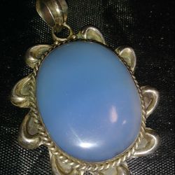 Large 2.5" blue Chalcadony pendant
