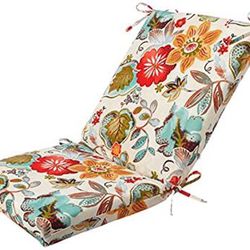 Pillow Perfect Outdoor/Indoor Alatriste Ivory Square Corner Chair Cushion, 36.5" x 18", Floral