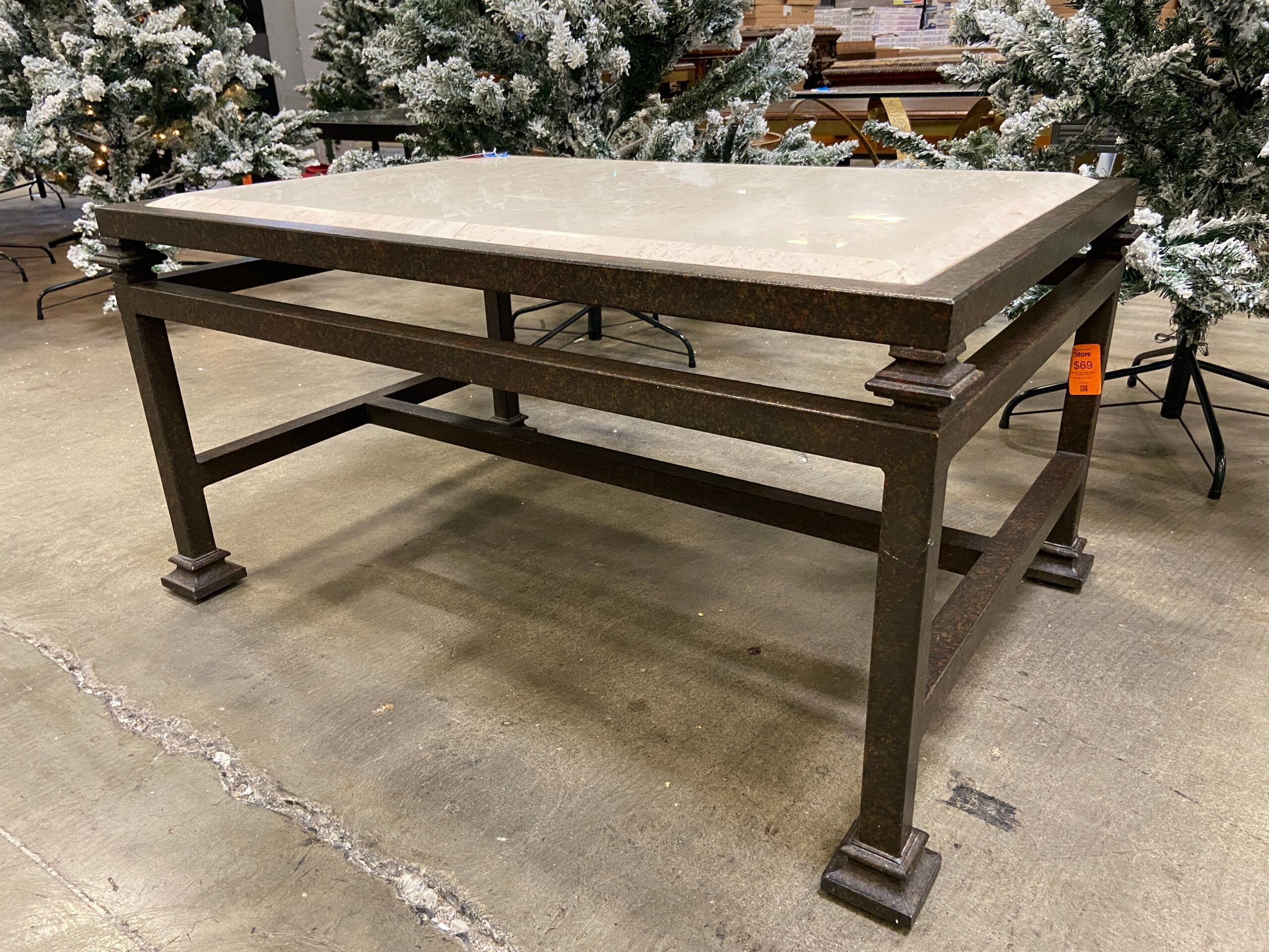 Marble Top Coffee Table with Metal Base