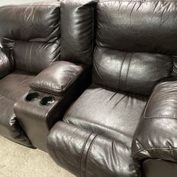Brown Leather Recliner Coach