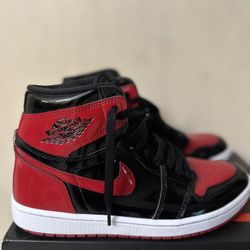 Nike Air Jordan Retro 1 Patent Bred Size 9.5