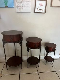 Home Interior 3 piece round side table set
