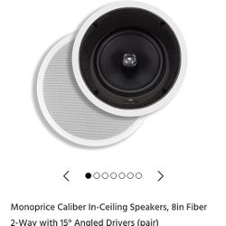 Monoprice MST 825a Caliber In-Ceiling Speakers, 8in Fiber 2-Way 