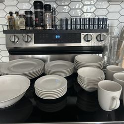 White Dinnerware Set + 4 Matching Mugs 
