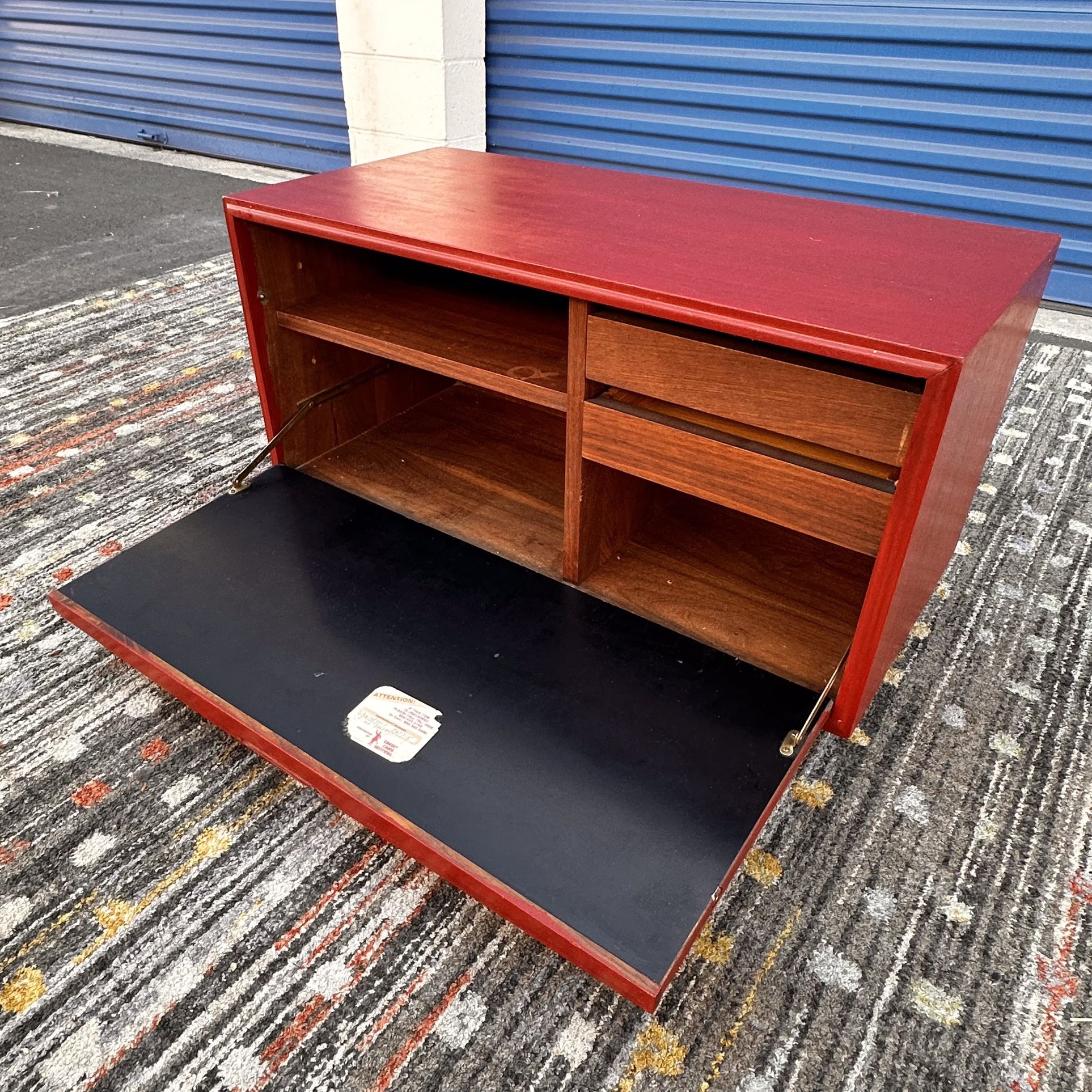 Vintage Cherry Red Rolling Storage Chest