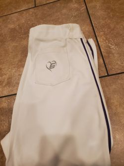Glove Softball Pants White W/purple Pin Strip