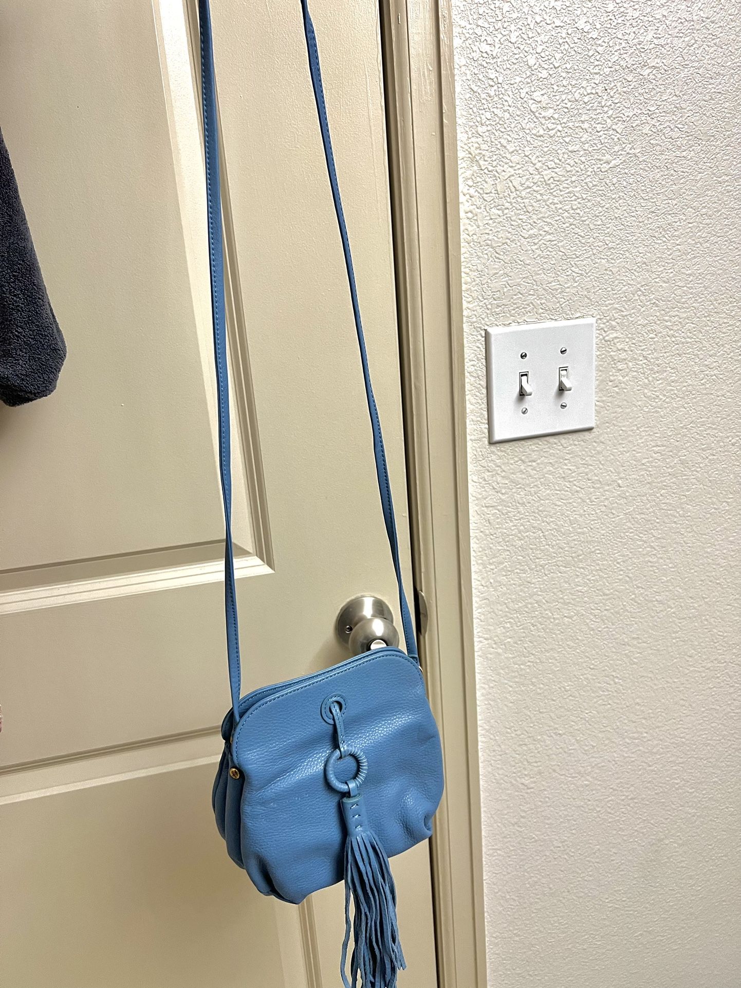 Bran New HOBO Birdy Tassel Leather Crossbody Bag In Blue