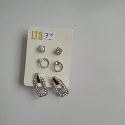 Earrings  Silver 3 Pairs