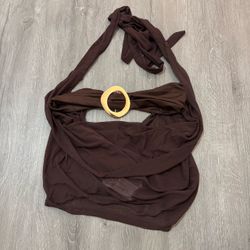 brown halter with gold accent buckle