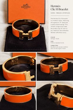 Hermès Clic H Bracelet Orange Gold Authenticity Confirmed
