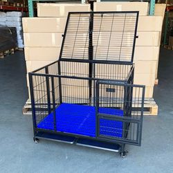 (New) $180 Large Folding Heavy Duty Dog Cage Crate Kennel, Single-Door, 41x31x34”