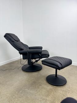 Black faux Leather MCombo #4901 Tv Chair With Ottoman And Vibrating Massage