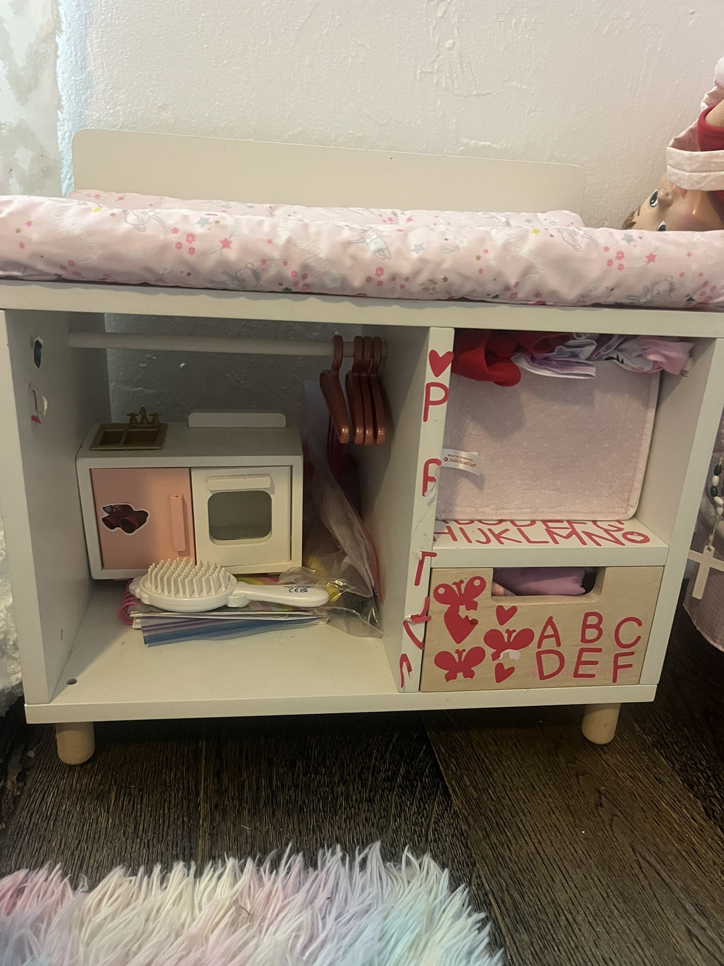 American girl changing table