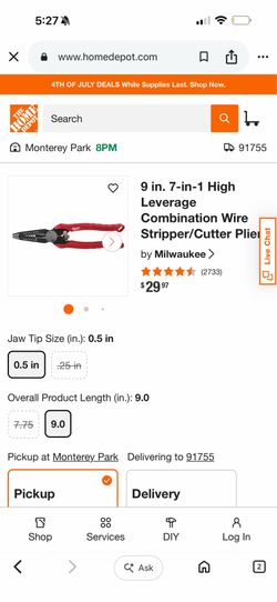 9 in. 7-in-1 High Leverage Combination Wire Stripper/Cutter Pliers