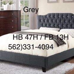 New Queen Size Gray Bed W/New Mattress 