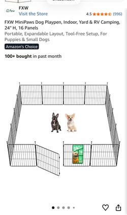 FXW MiniPaws Dog Playpen, Indoor, Yard & RV Camping, 24" H, 16 Panels