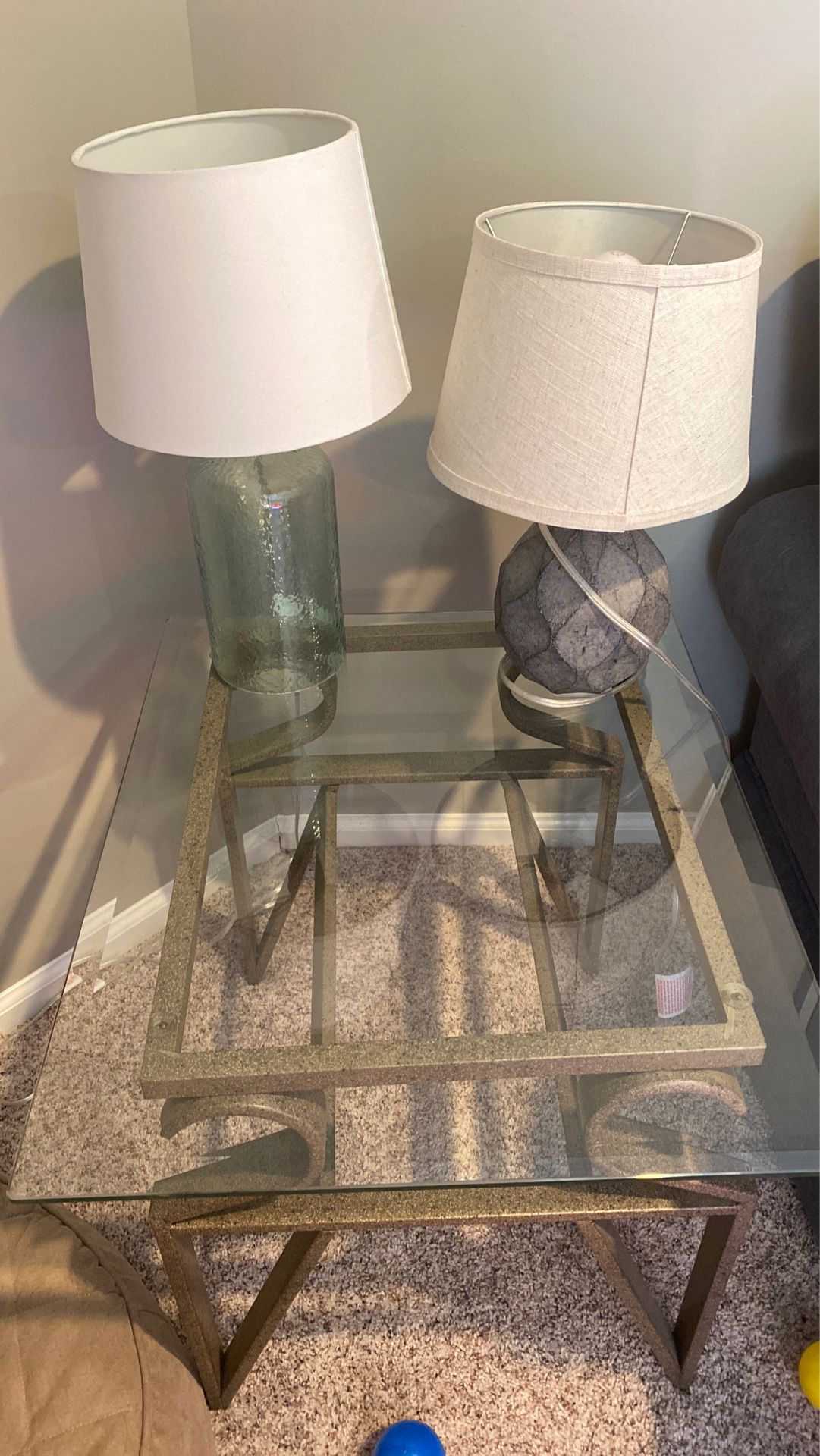 Glass Side table , lamps