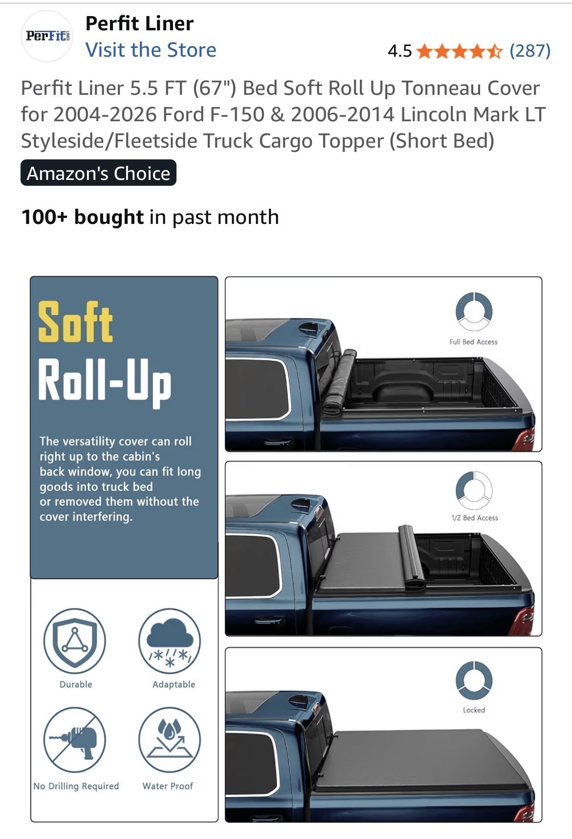 ‘Perfit Liner’ soft roll-up tonneau cover