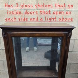 Small Glass Display Cabinet W/ 3 Glass Shelves