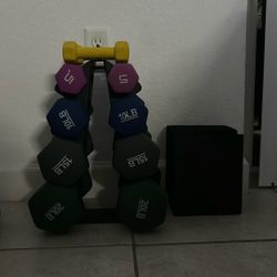 Complete Dumbbell Set w/ Rack + Yoga Blocks – Home Gym