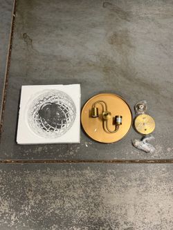 Gold Flush Mount Ceiling Light with Crystal Globe