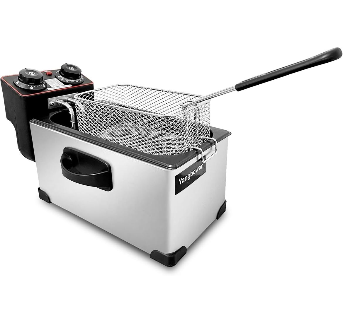 1300W Electric Deep Fryers for Home Use with Temperature Control, Timer Control,View Window Lid,Stainless Steel Body Deep Fryer Pot for