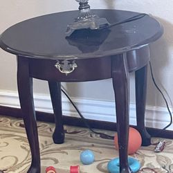 Cherry Wood Round End Table 