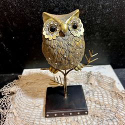 Decorative Owl Decor with Crystal Accents - Mounted Display