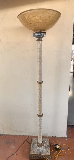 Unique Gold and Silver Bone Inlaid Floor Lamp