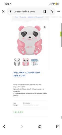 Pediatric Compressor Nebulizer Breathing Machine Pink Panda
