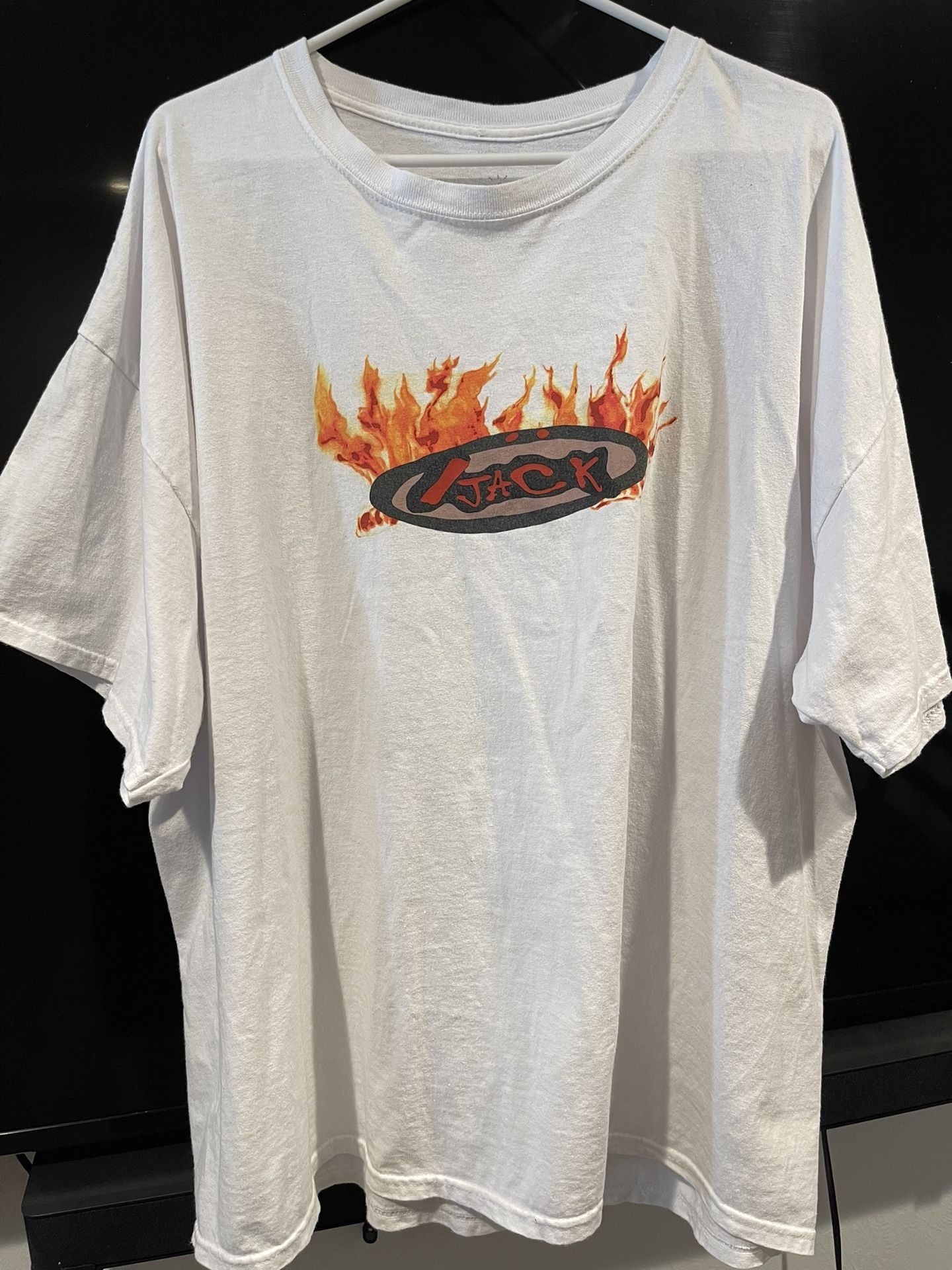 Travis Scott Cactus Jack Men's T-Shirt Flames Tee Size XXL Cotton