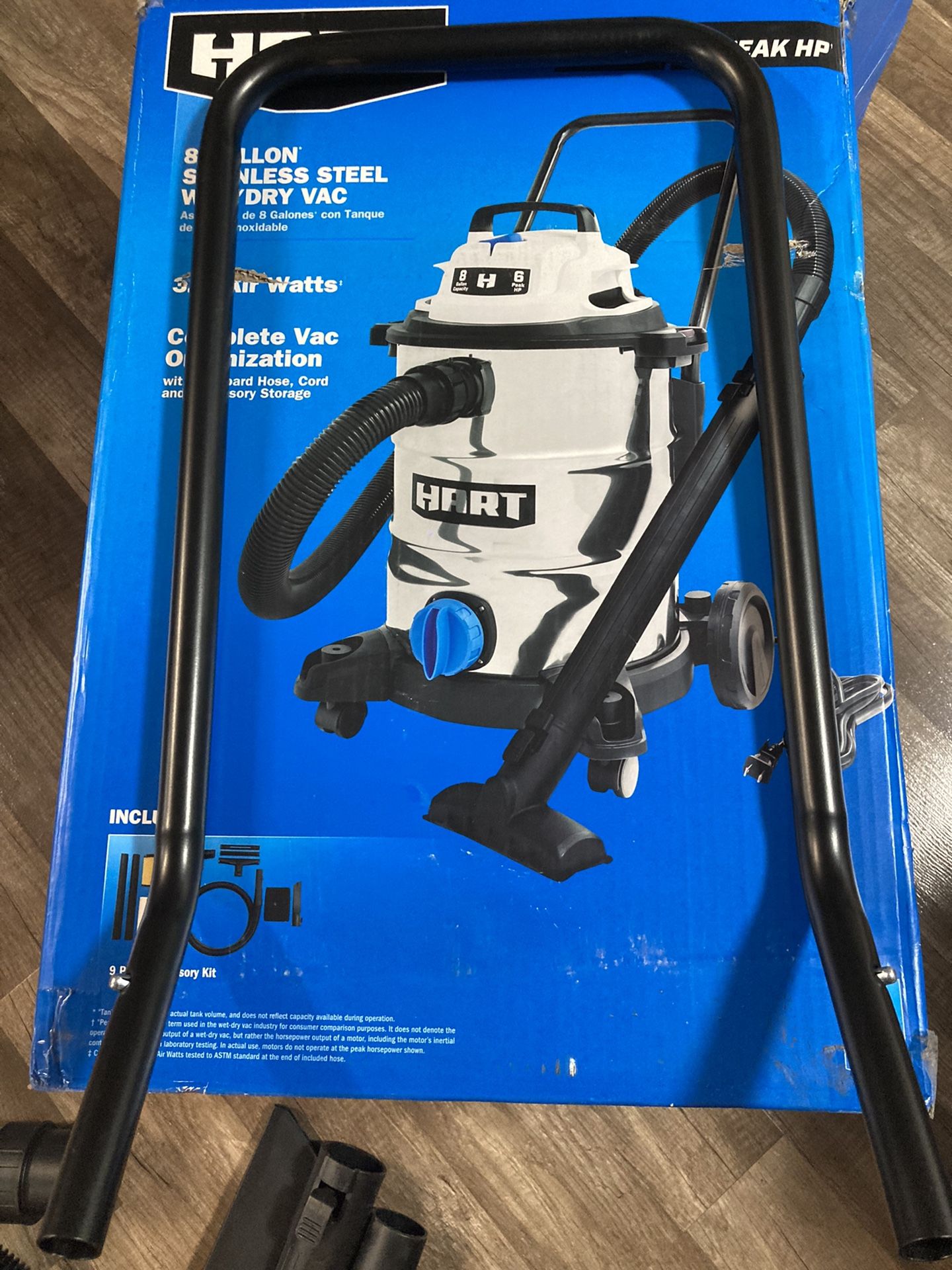 HART 8 Gallon 6 Peak HP Stainless Steel Wet/Dry Vacuum