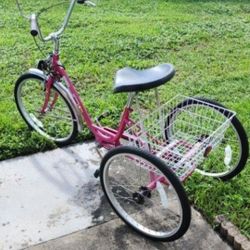 SUN TRIKE PINK! W Basket & BELL! HAS NEW TUBES! Great CONDITION