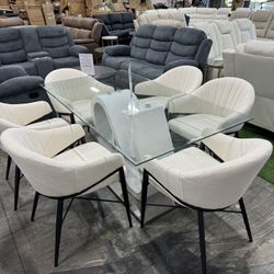 Modern Dining Table with 6 Chairs / Mesa de comedor moderna con 6 sillas