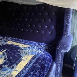 Free Delivery Blue Velvet Complete Bedroom Set Selling All Together only $1500 cash Firm 