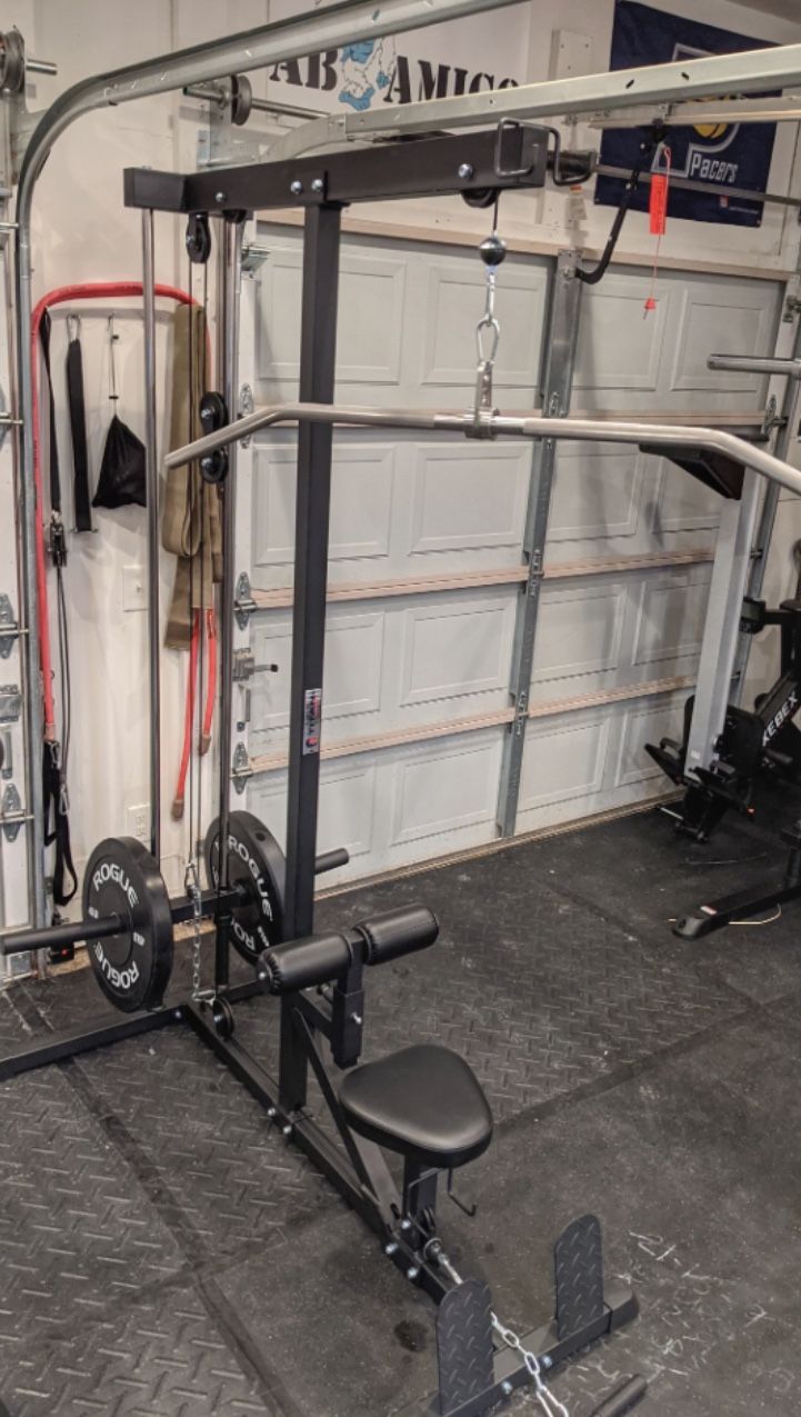 Titan Fitness Plate-Loaded Lat Tower,Rated 400 Lbs , Seated Cable  Pull/ Curls