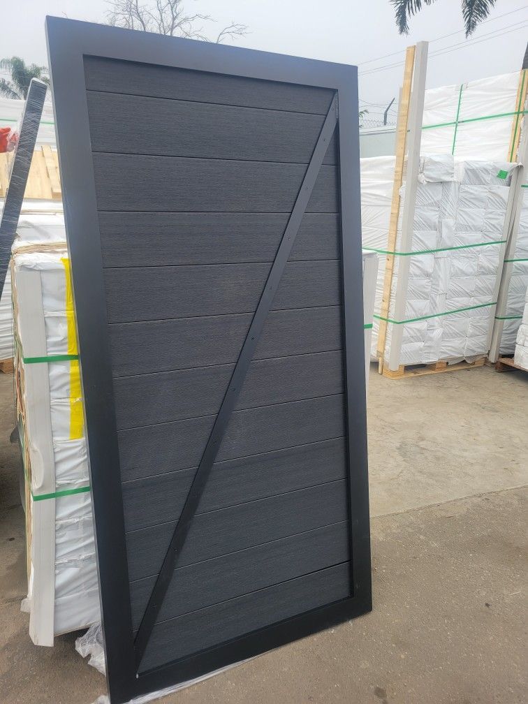 Aluminum Frame Composite Wood Fence Gate Door Aluminum