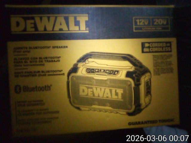 DeWalt Jobsite Bluetooth Speaker And 12-20 Volt Wireless Charger