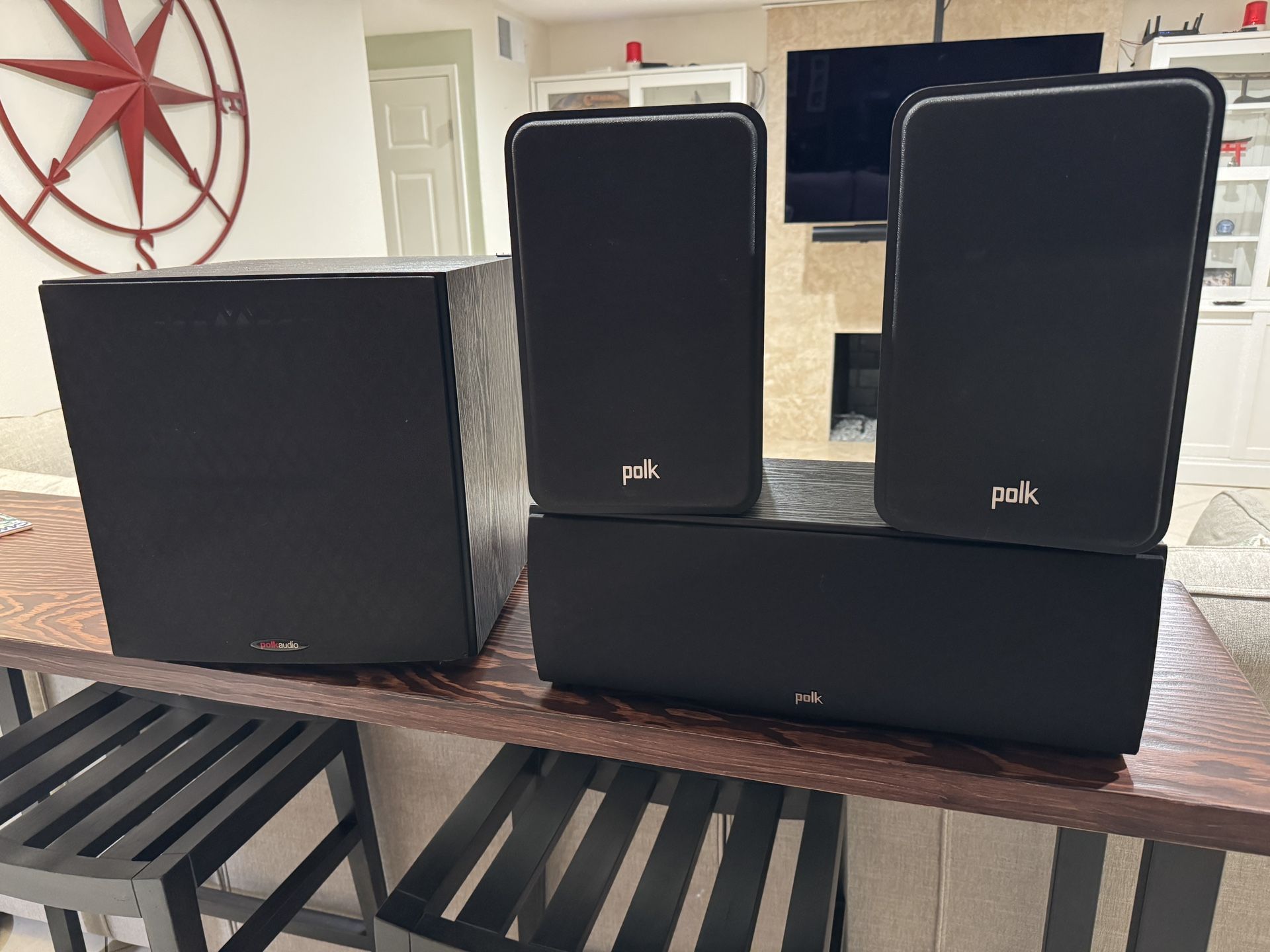 Polk audio speakers and subwoofer