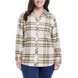 Weatherproof Vintage Button-Up Classic-Fit Long-Sleeve Lightweight Plaid Flannel Shirt 