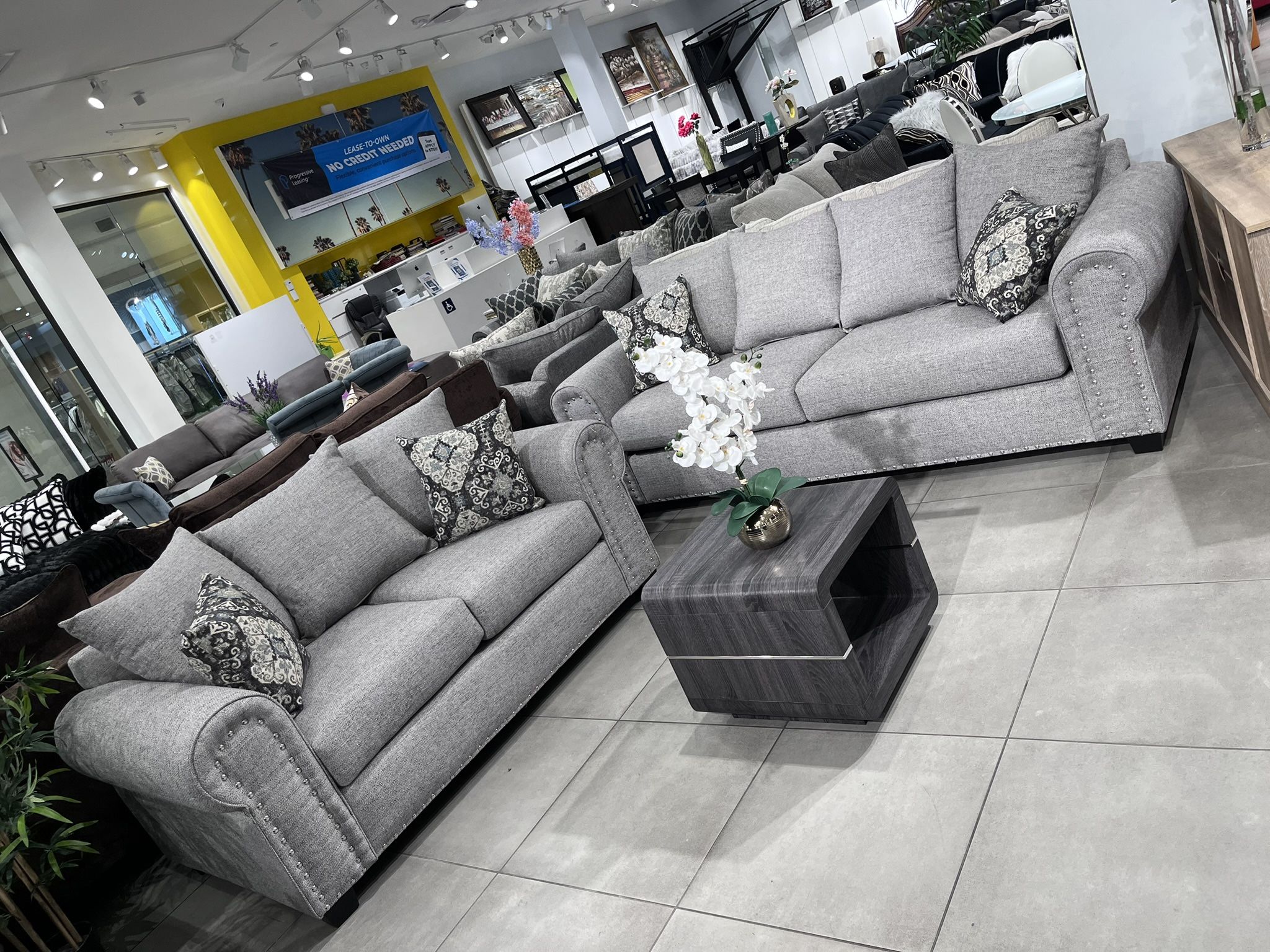 2pc Living Room Set đź©¶ Grey Fabric