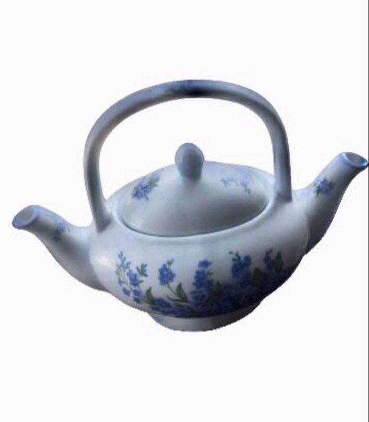 🔵 RARE FIND - A Beautiful Special Place 2004 Double Spout & Double Sectioned Ceramic Tea Pot Floral Blue