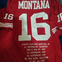 Joe Montana Jerry Rice Dwight Clark Autograph Signed Jersey 49ers 
