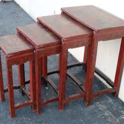 4 Vintage Coromandel Chinese Nesting Tables 