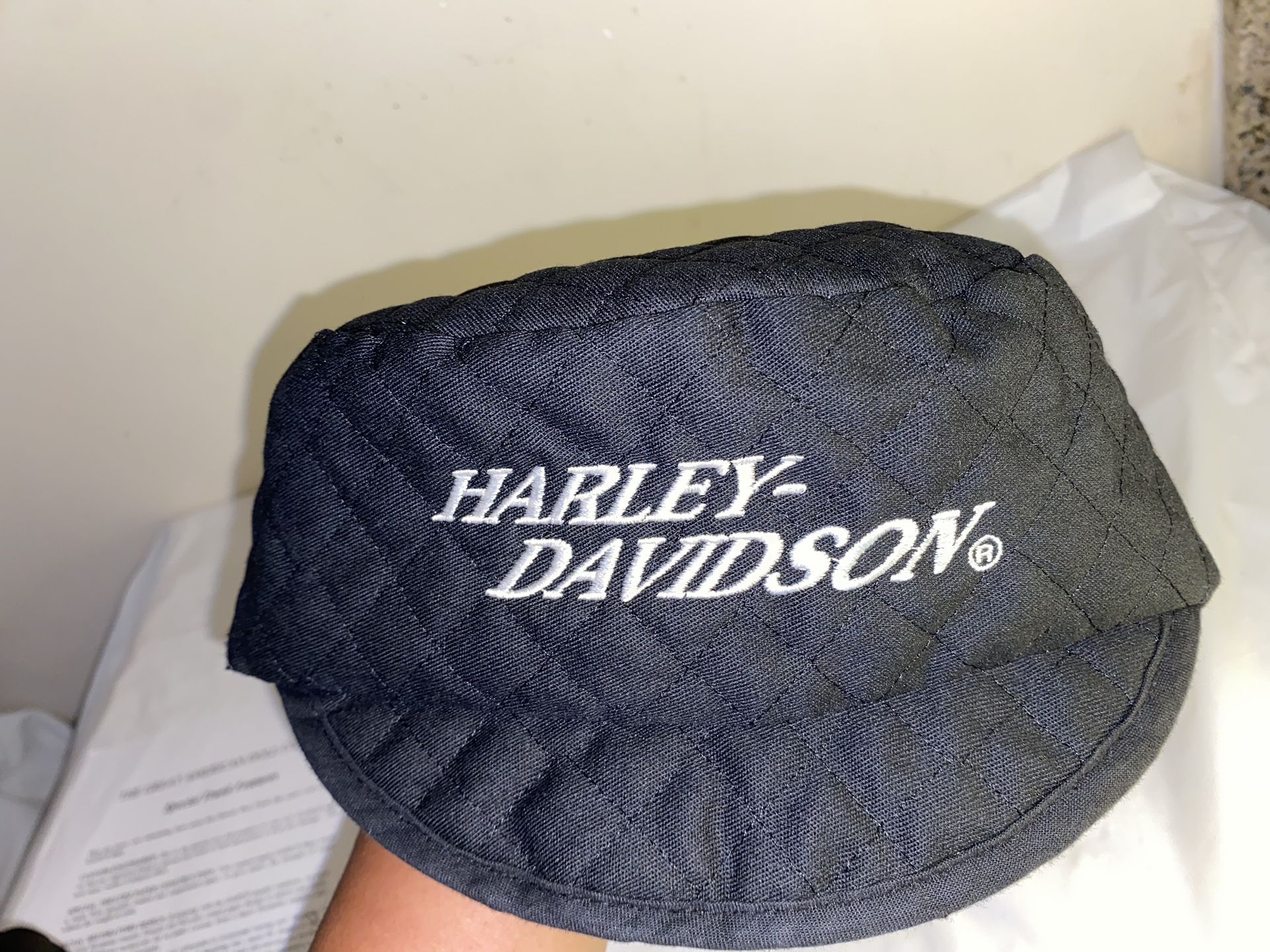 Harley Davidson USA Vintage Cabbie Hat Quilted Short Brim Welding Cap Painter XL
