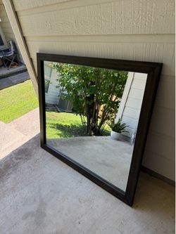 Heavy Duty Mirror with Dark Wood Frame