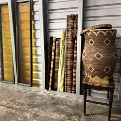 VTG AMBER BOTTLE GLASS PANELS (2) 