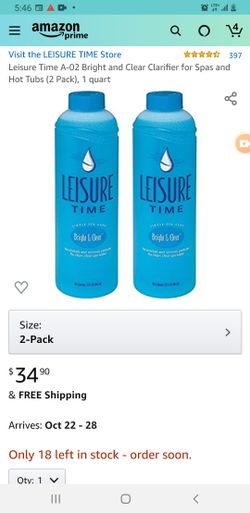 Leisure time bright and clear spa pool 2 bottles 32oz